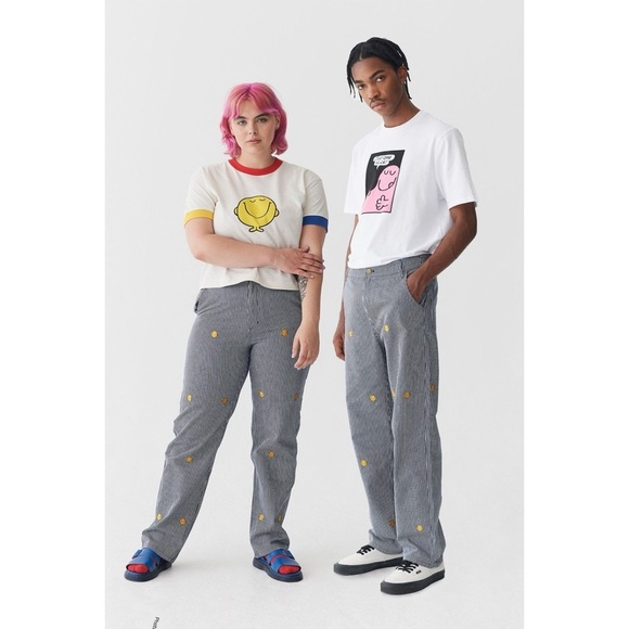 LAZY OAF x Mr. Men Mr. Happy Pinstripe Pants size 32 - Picture 1 of 11